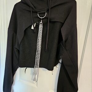 Dolls kill current mood chained crop hoodie